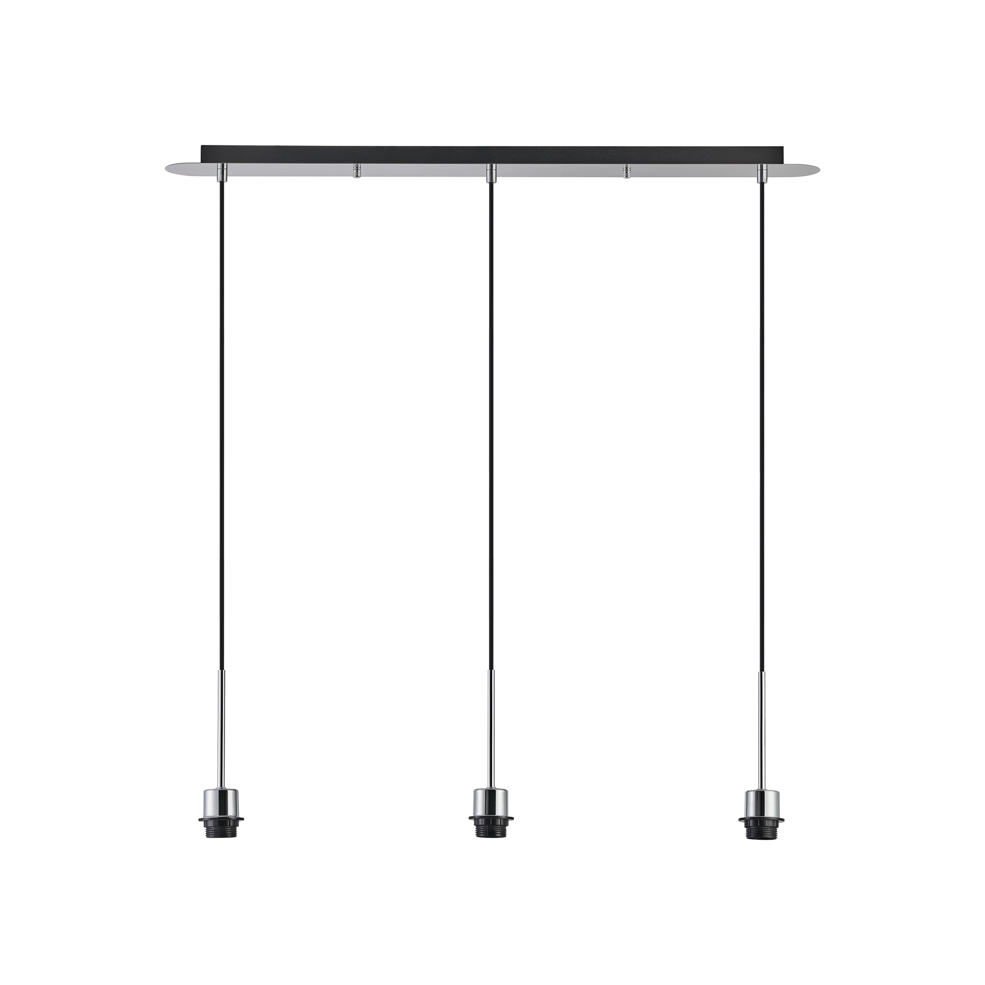D0907CH  Carrie Polished Chrome 3 Light Linear E27 Universal Pendant (FRAME ONLY), Suitable For A Vast Selection Of Shades